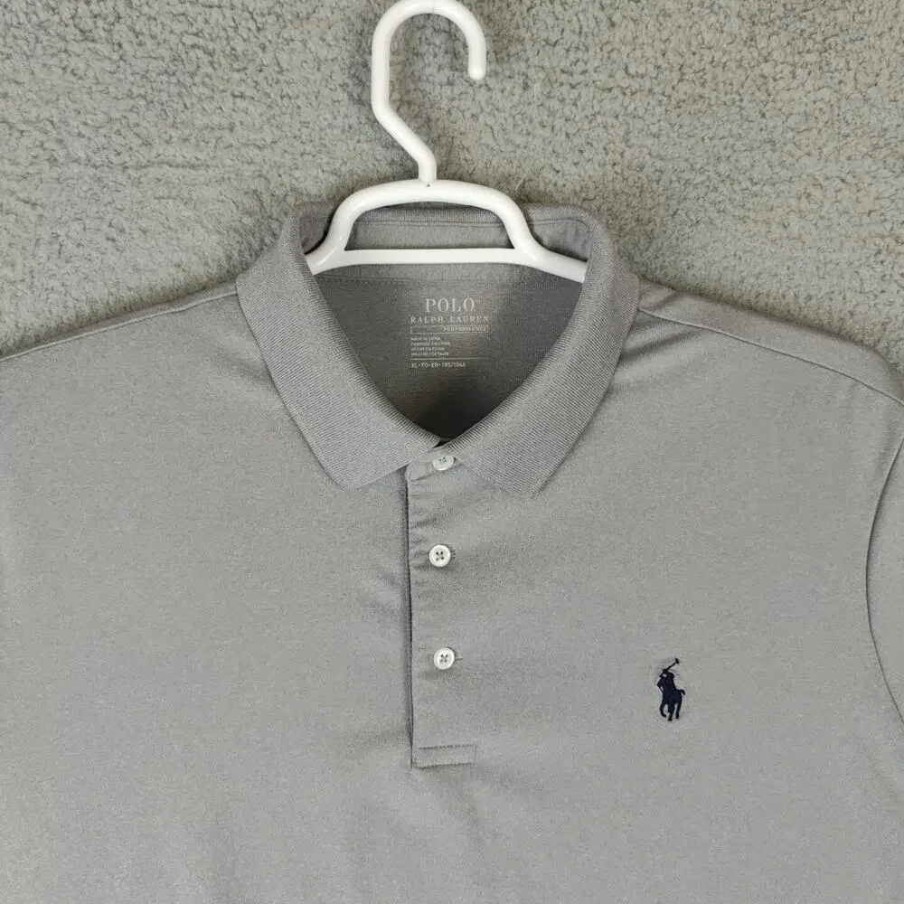 POLO RALPH LAUREN Performance Polo Men Size XL Short Sleeve Gray Shirt